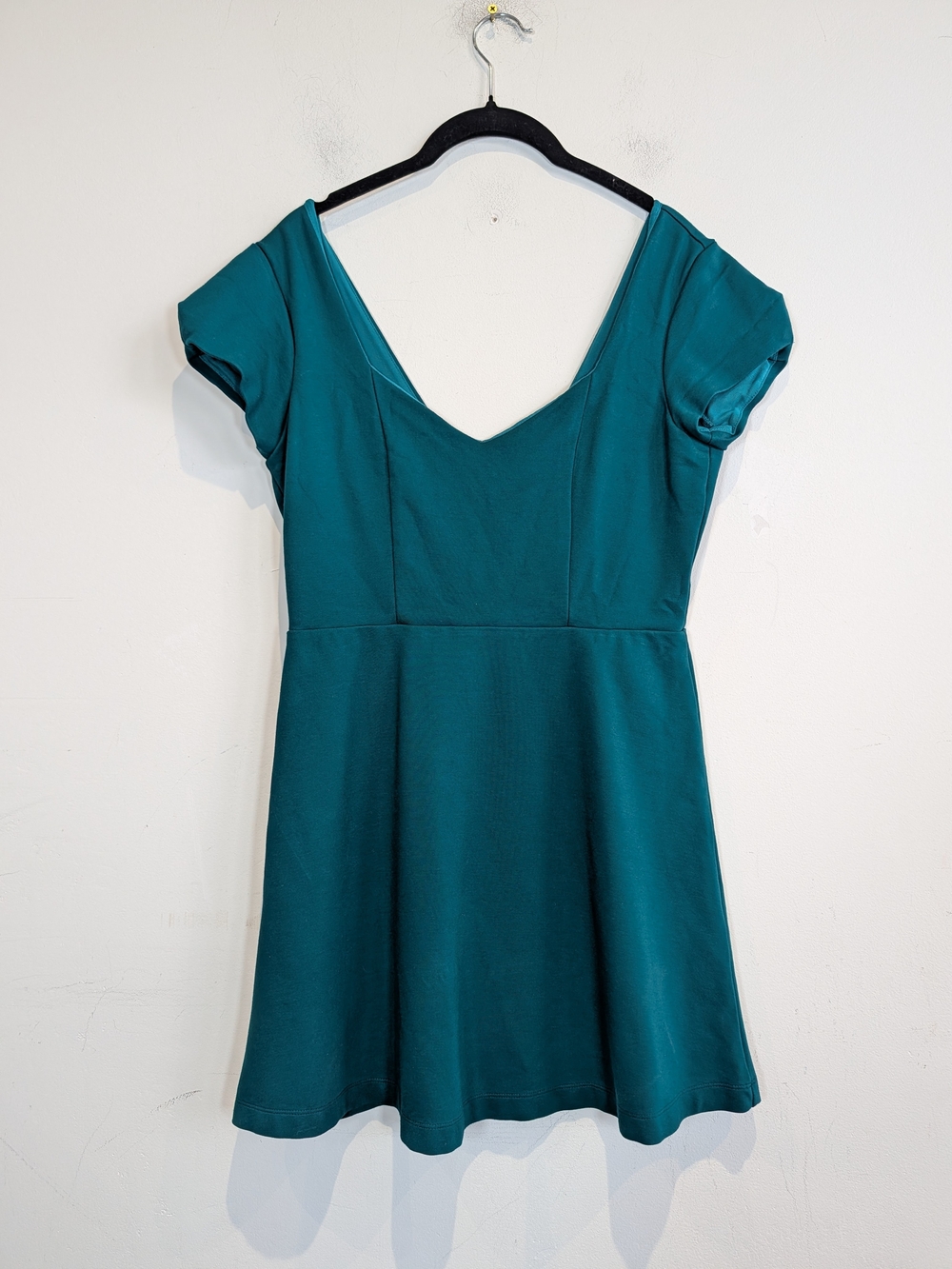 Urban Outfitters Teal V-Neck Short Sleeve Skater Dress, Size 6